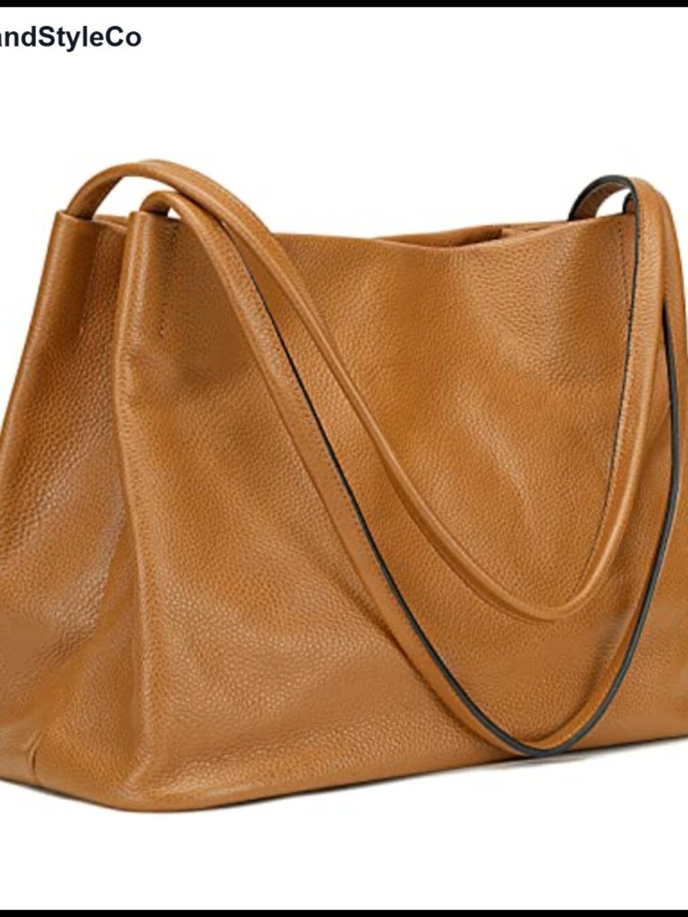 Top Grain Cowhide Leather Tote Hobo Shoulder Bag with 5 Pockets